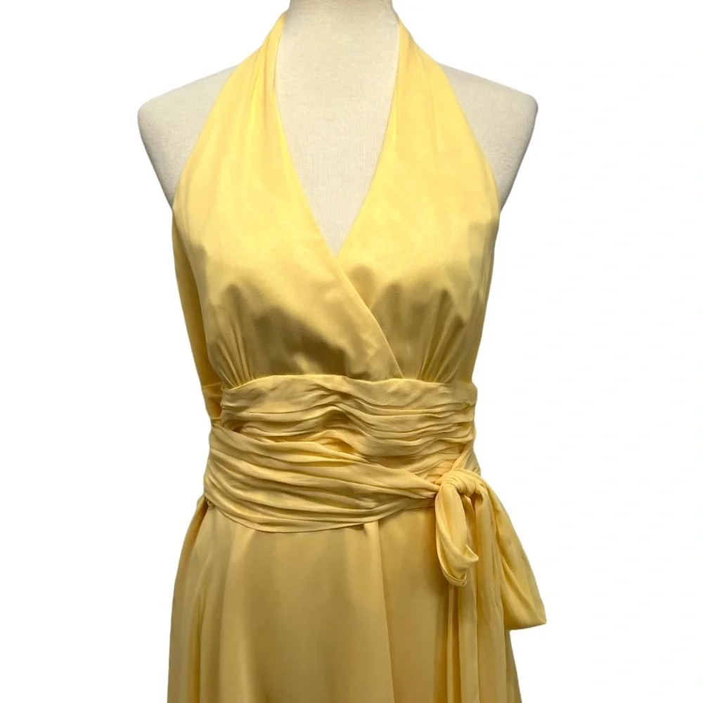 Maggy London Yellow Silk Halter Fit & Flare Dress_2